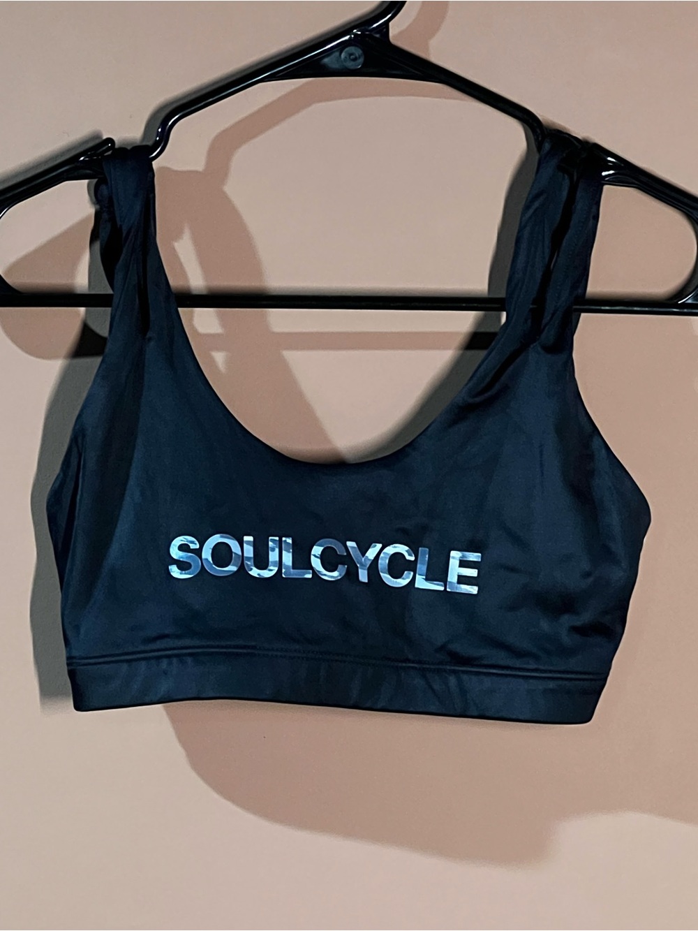 soulcycle Black Sports Bra with Iridescent Logo